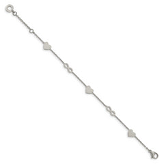 Chisel Stainless Steel Polished Heart and Infinity 7 inch Bracelet with 1 inch Extension