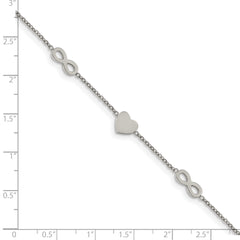 Chisel Stainless Steel Polished Heart and Infinity 7 inch Bracelet with 1 inch Extension