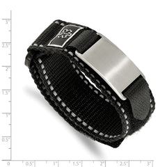 Chisel Stainless Steel Brushed Black Nylon with Adjustable Velcro Close Medical ID Bracelet