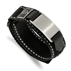 Chisel Stainless Steel Brushed Black Nylon with Adjustable Velcro Close Medical ID Bracelet