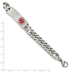 Chisel Stainless Steel Polished with Red Enamel Medical ID 8.5 inch Bracelet