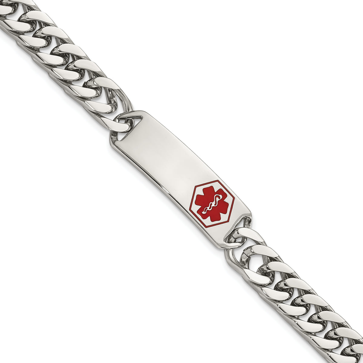 Chisel Stainless Steel Polished with Red Enamel Medical ID 8.5 inch Bracelet