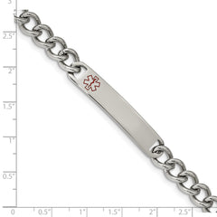 Chisel Stainless Steel Polished with Red Enamel Medical ID 8 inch Curb Chain Bracelet