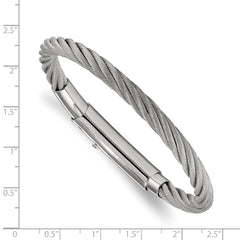 Chisel Stainless Steel Polished Twisted Wire Adjustable 7 inch to 7.75 inch Bangle