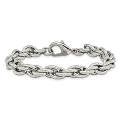 Chisel Stainless Steel Polished and Textured 8 inch Fancy Rope Bracelet