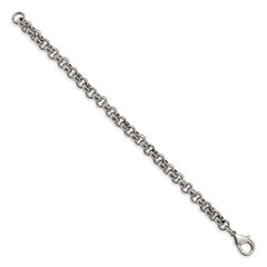 Chisel Stainless Steel Polished and Textured 8.25 inch Link Bracelet