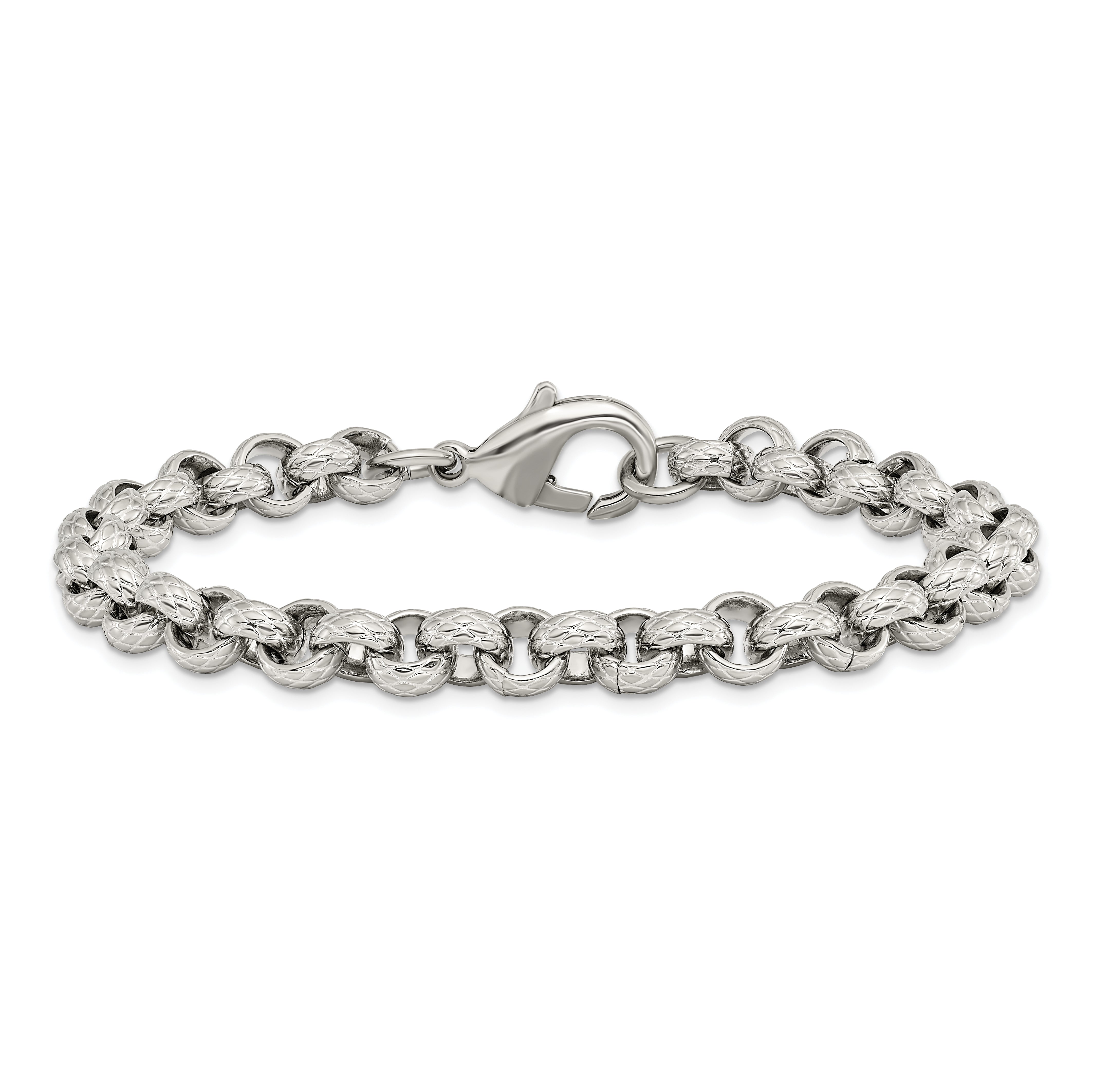 Chisel Stainless Steel Polished and Textured 8.25 inch Link Bracelet