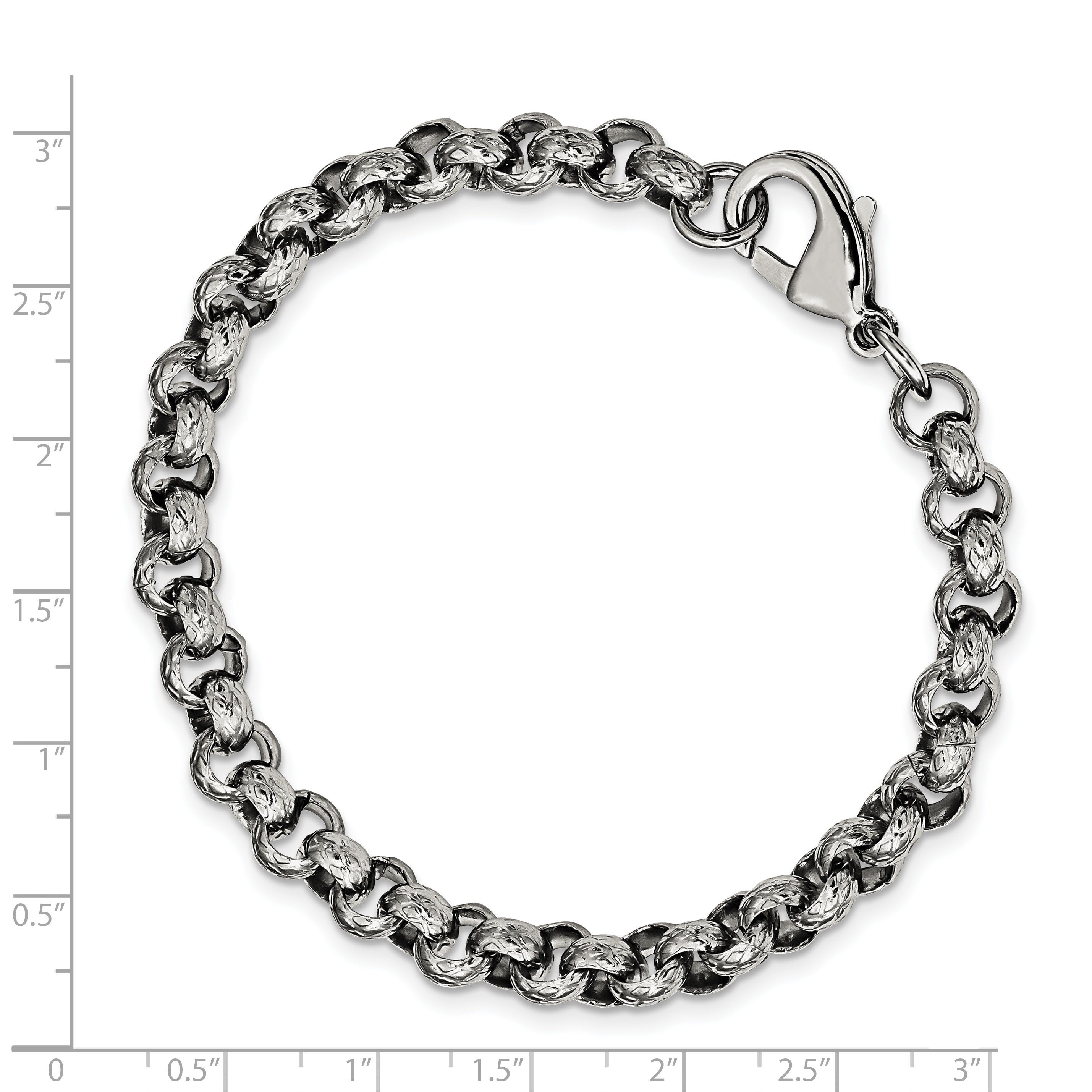 Chisel Stainless Steel Polished and Textured 8.25 inch Link Bracelet