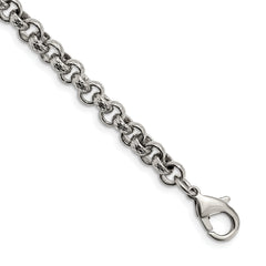 Chisel Stainless Steel Polished and Textured 8.25 inch Link Bracelet