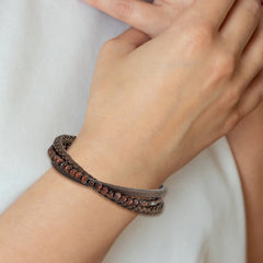 Chisel Stainless Steel Polished Multi Strand Tiger's Eye Beaded Brown Leather 8.25 inch Bracelet