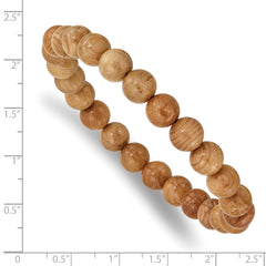 Chisel 8mm Taxus Chinesis Wood Beaded Stretch Bracelet