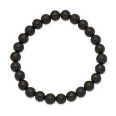 Chisel 8mm Black Wood Beaded Stretch Bracelet