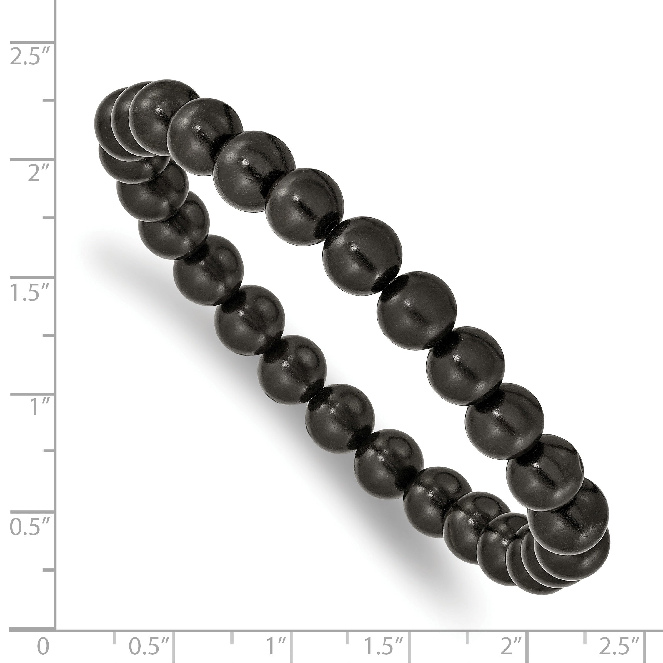 Chisel 8mm Black Wood Beaded Stretch Bracelet