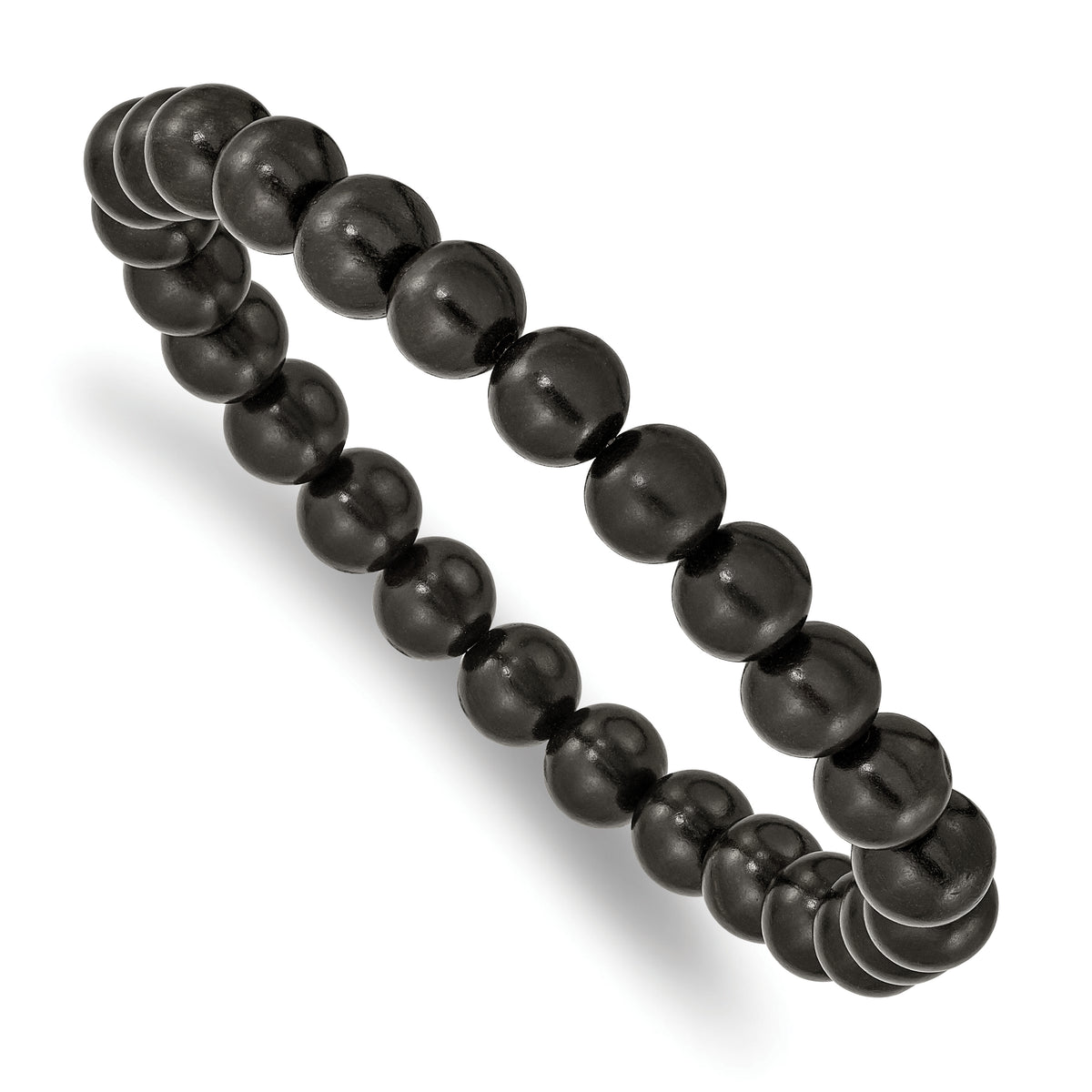 Chisel 8mm Black Wood Beaded Stretch Bracelet