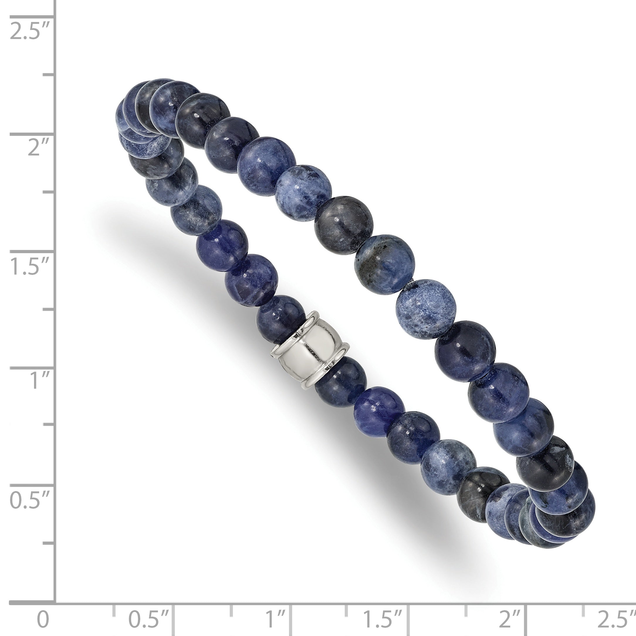 Chisel Stainless Steel Polished 6mm Blue Sodalite Beaded Stretch Bracelet