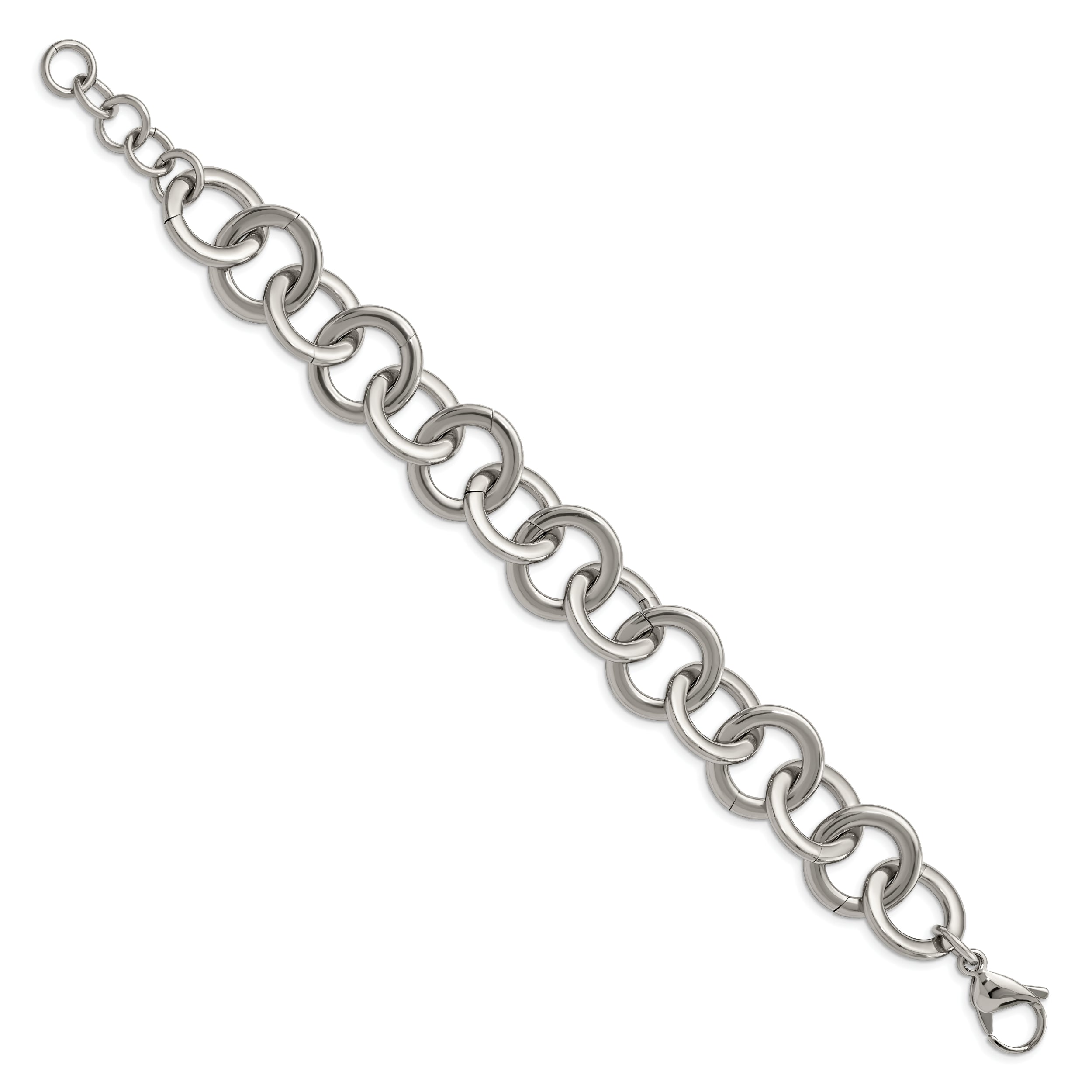 Chisel Stainless Steel Polished 7.5 inch Circle Link Bracelet with 1 inch Extension