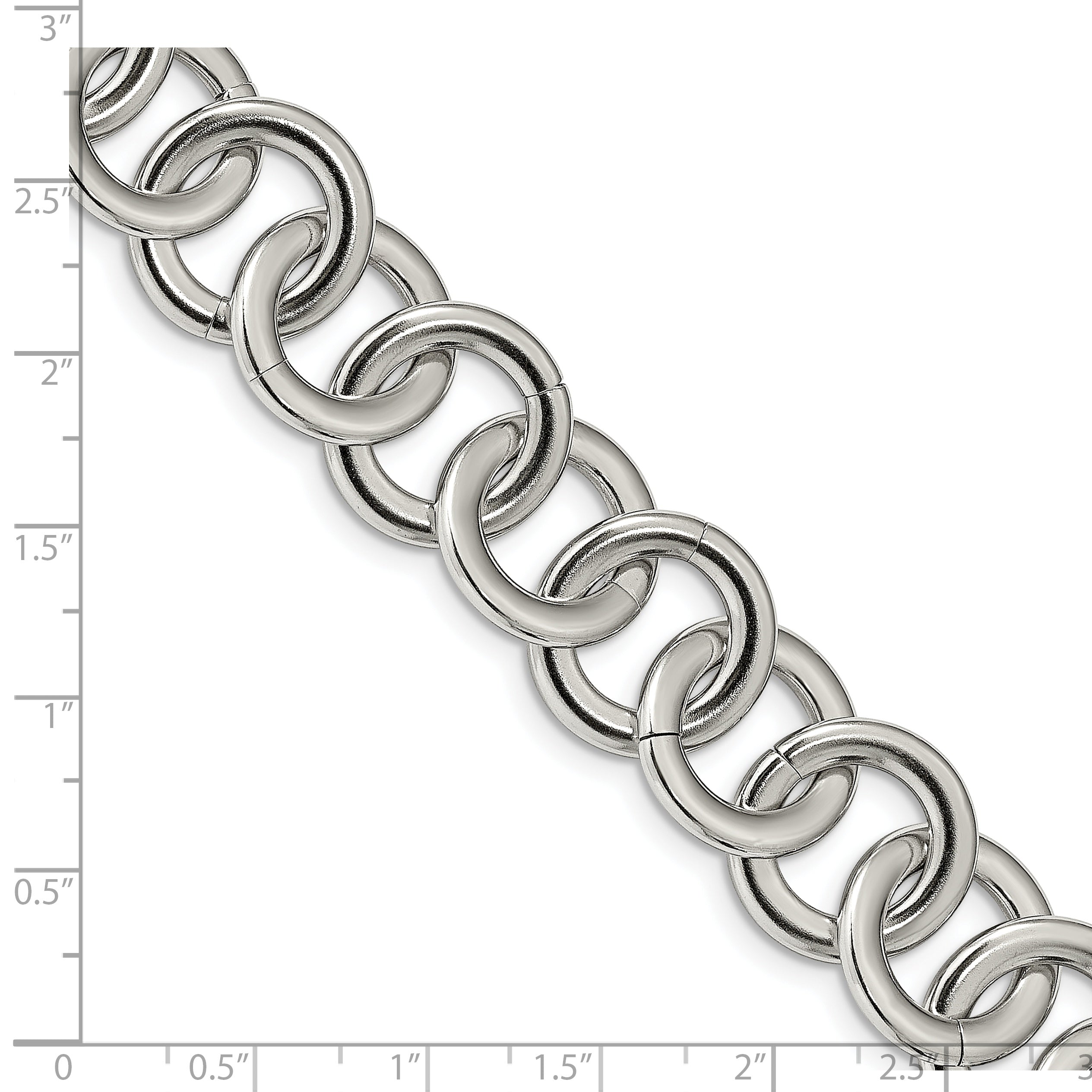 Chisel Stainless Steel Polished 7.5 inch Circle Link Bracelet with 1 inch Extension