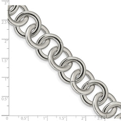 Chisel Stainless Steel Polished 7.5 inch Circle Link Bracelet with 1 inch Extension