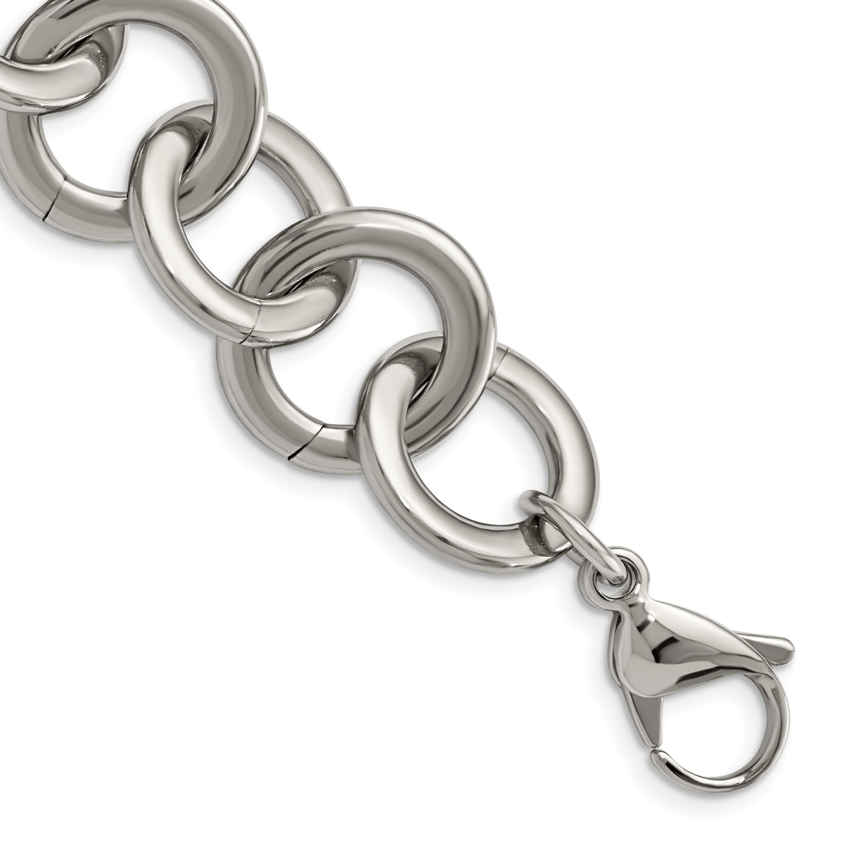 Chisel Stainless Steel Polished 7.5 inch Circle Link Bracelet with 1 inch Extension