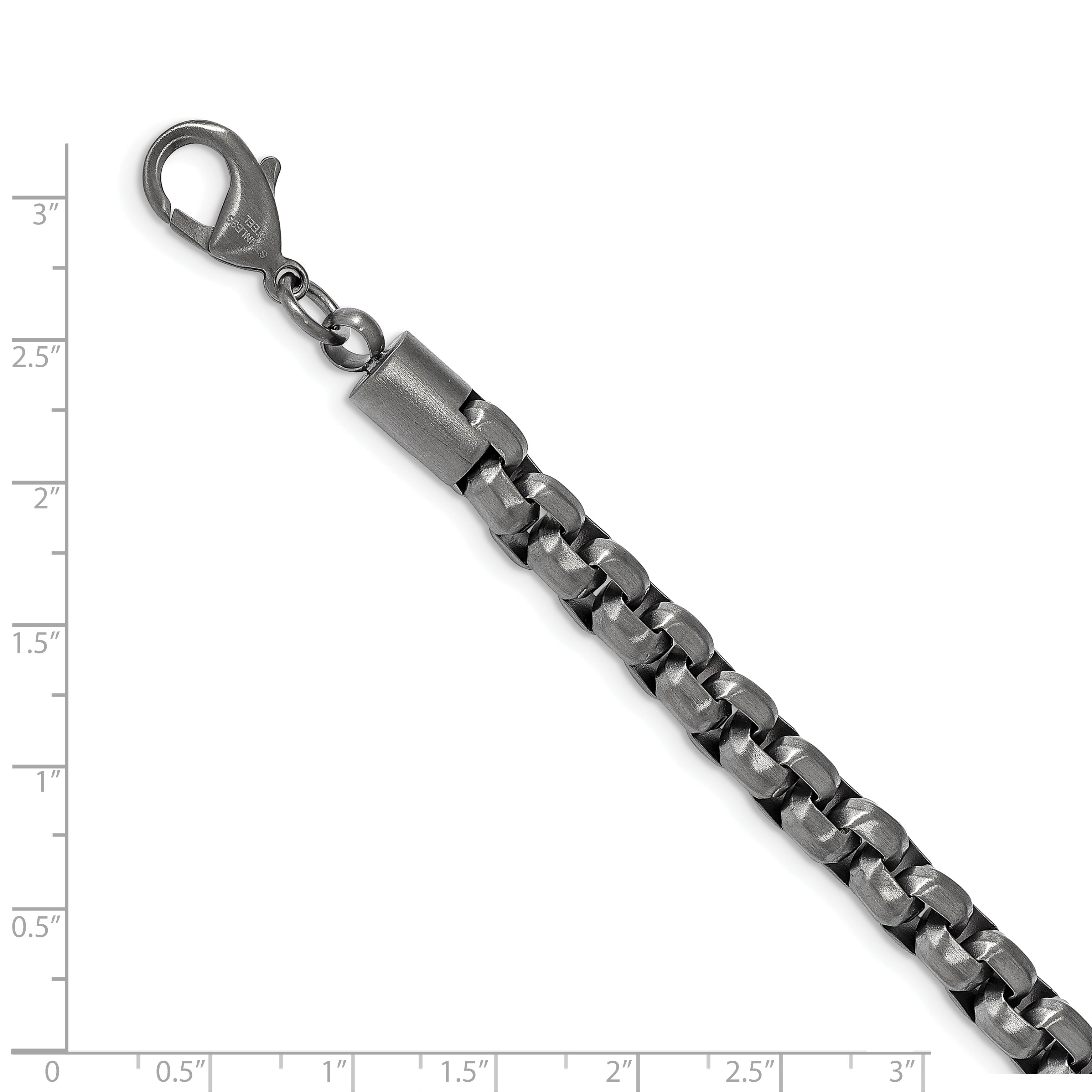 Chisel Stainless Steel Polished Gun Metal IP-plated 8.5 inch Box Chain Bracelet