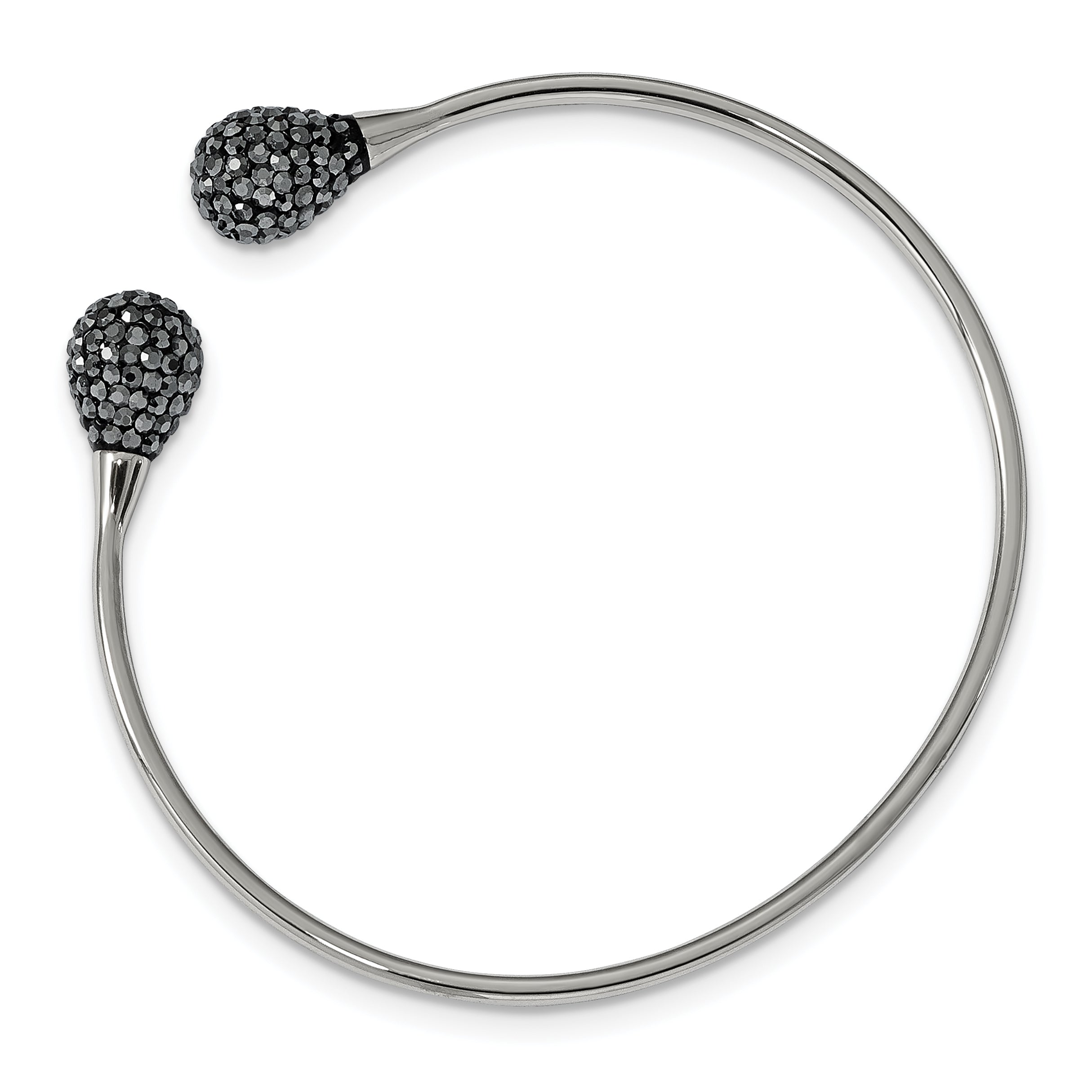 Chisel Stainless Steel Polished with Hematite Flexible Cuff Bangle