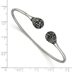 Chisel Stainless Steel Polished with Hematite Flexible Cuff Bangle