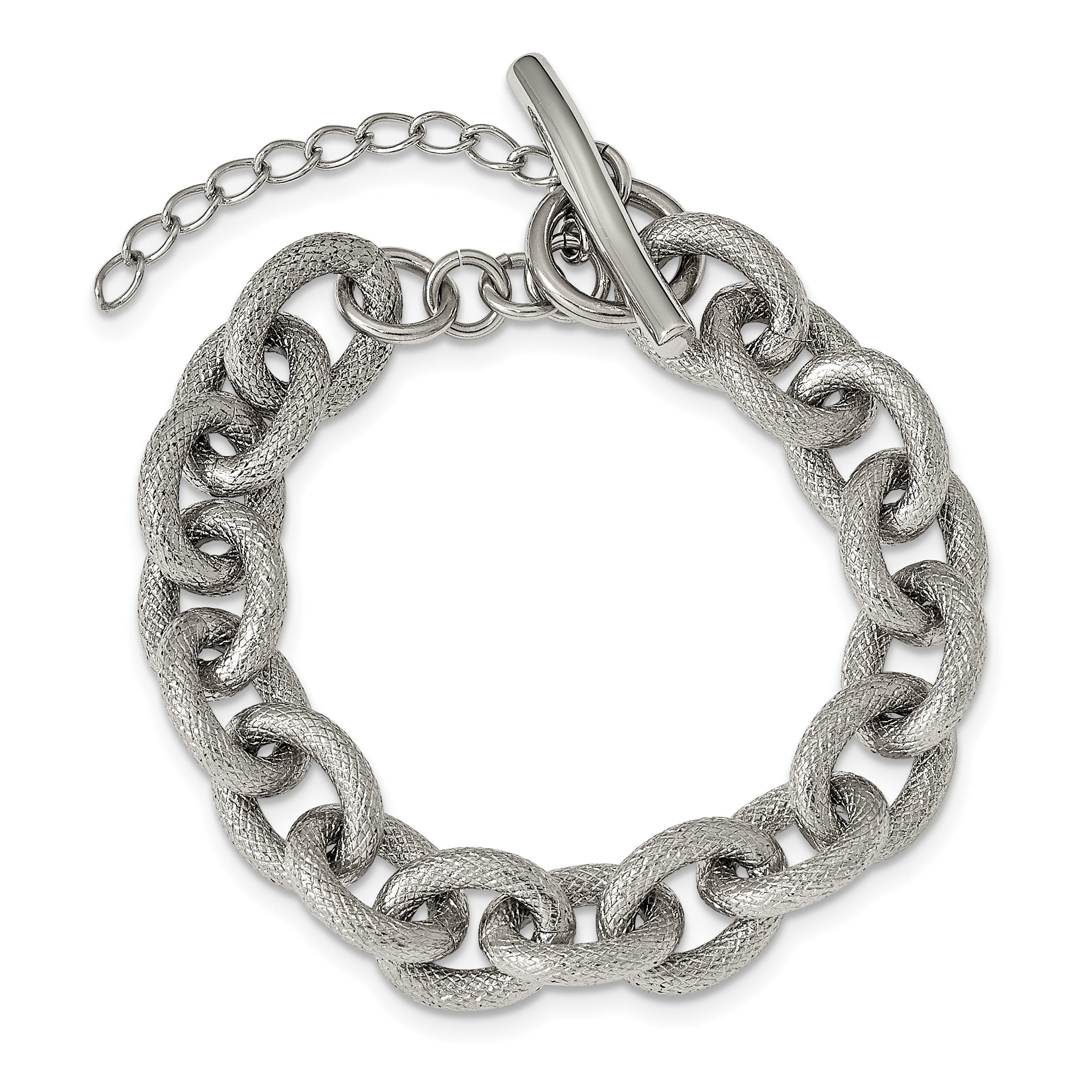 Chisel Stainless Steel Polished and Textured 7 inch Bracelet