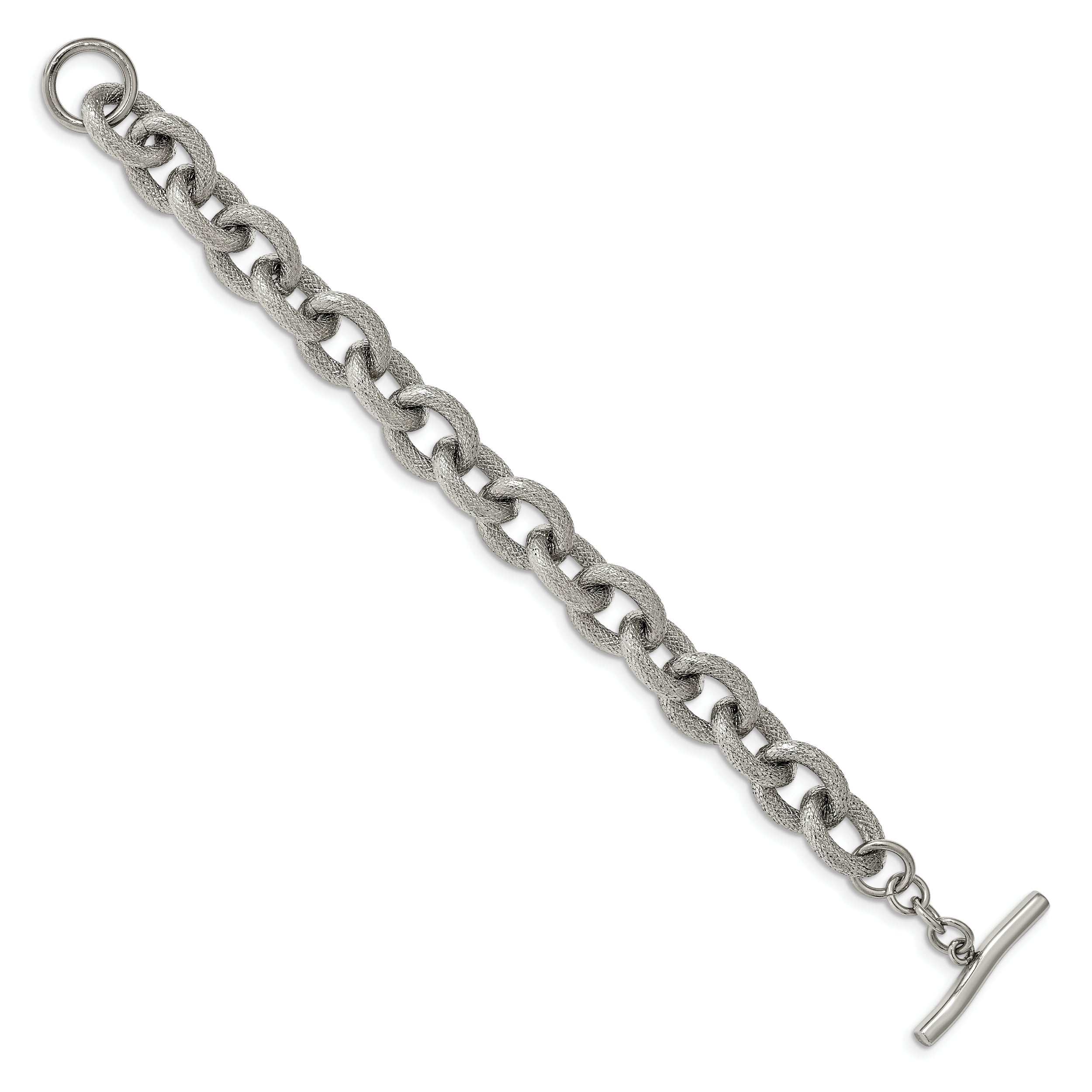 Chisel Stainless Steel Polished and Textured 7 inch Bracelet