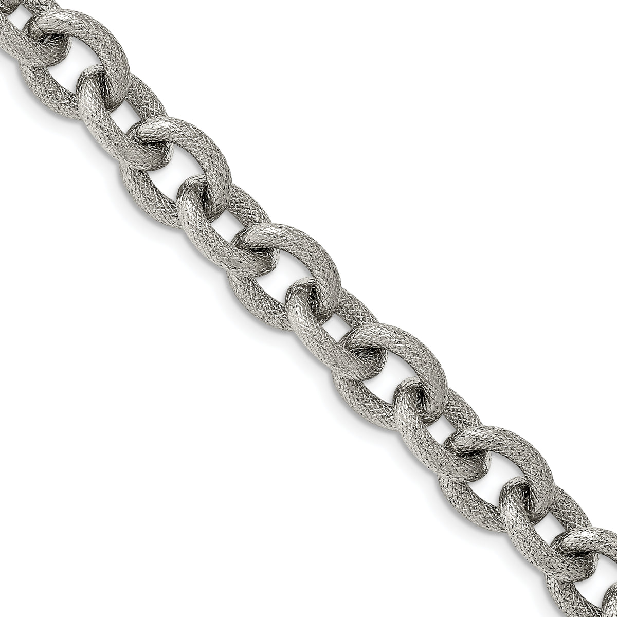 Chisel Stainless Steel Polished and Textured 7 inch Bracelet