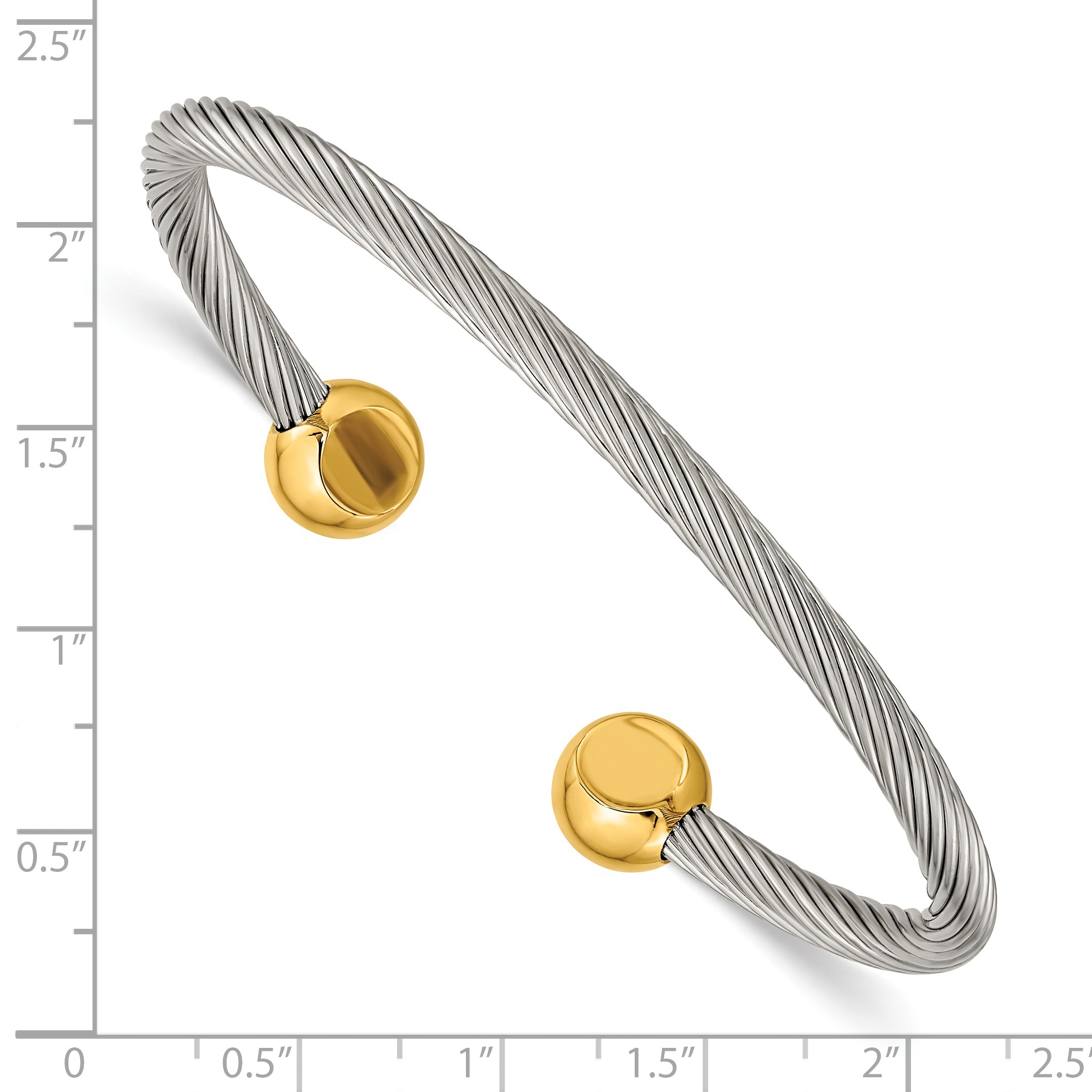 Chisek Stainless Steel Polished Yellow IP-plated Cuff Bangle