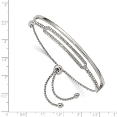 Chisel Stainless Steel Polished with Crystals from Swarovski Adjustable Bangle Bracelet