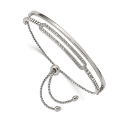 Chisel Stainless Steel Polished with Crystals from Swarovski Adjustable Bangle Bracelet