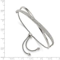 Chisel Stainless Steel Polished with Crystals from Swarovski Adjustable Bangle Bracelet