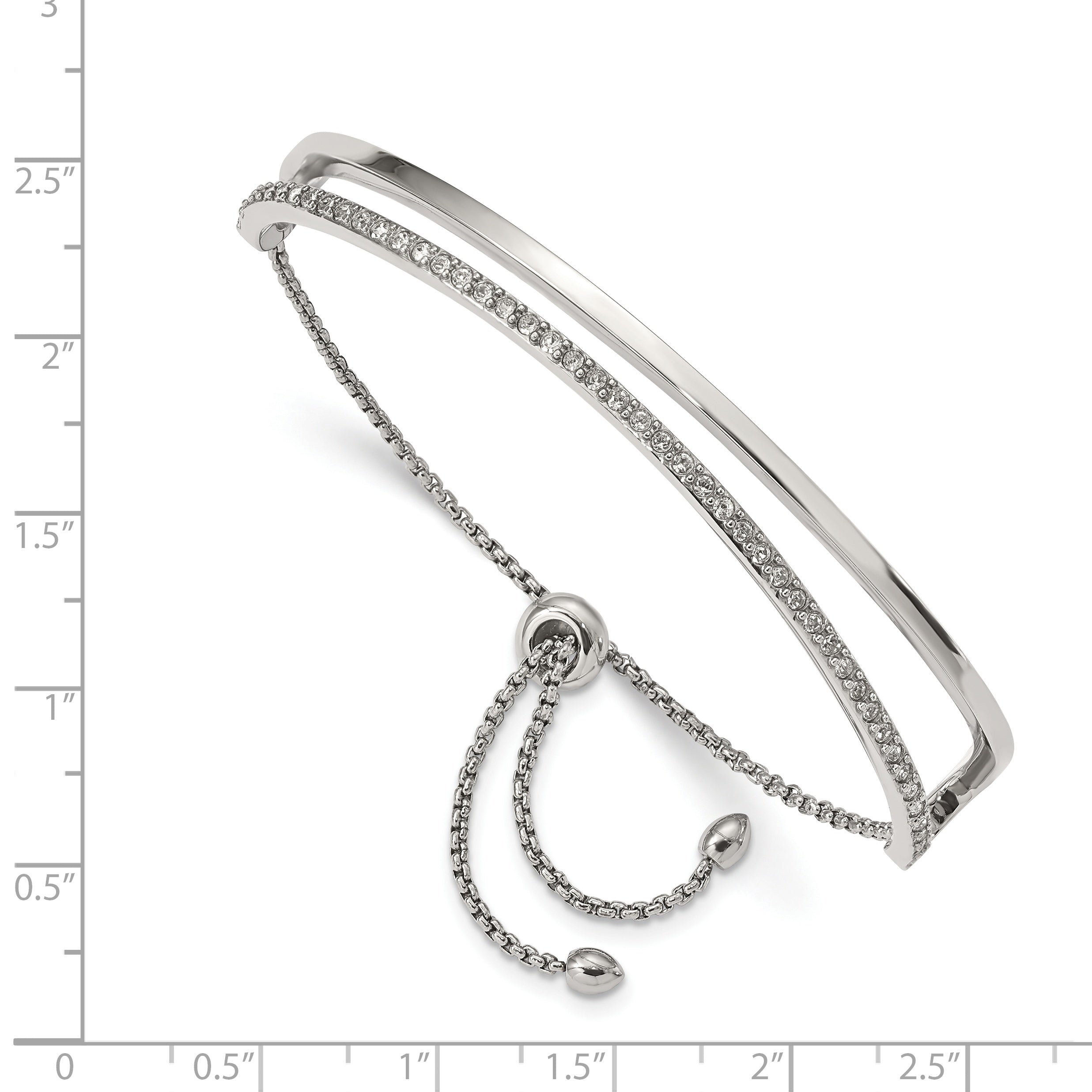 Chisel Stainless Steel Polished with Crystals from Swarovski Adjustable Bangle Bracelet