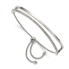 Chisel Stainless Steel Polished with Crystals from Swarovski Adjustable Bangle Bracelet