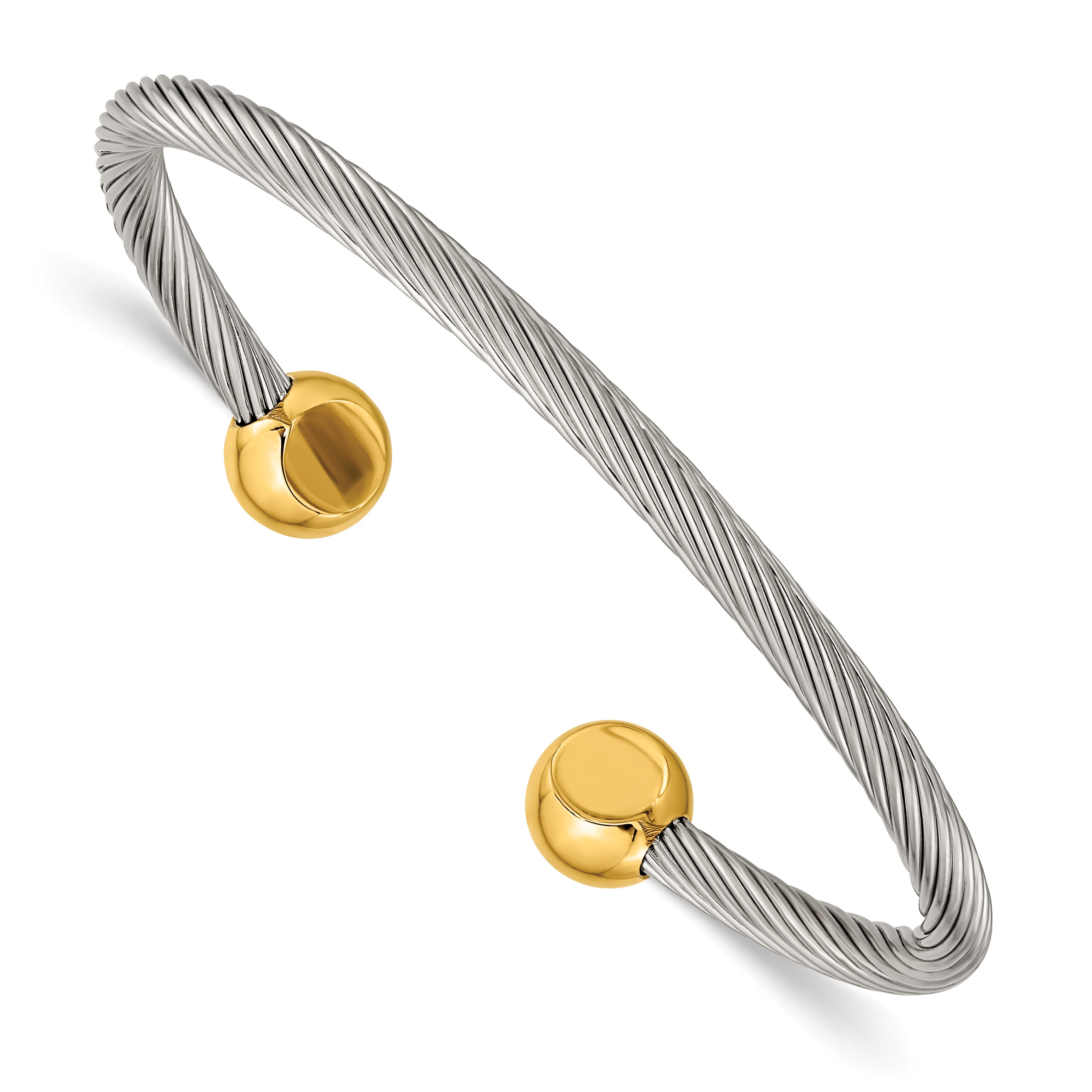 Chisek Stainless Steel Polished Yellow IP-plated Cuff Bangle