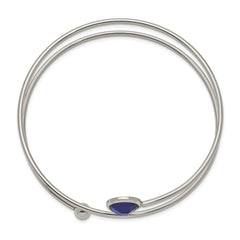 Chisel Stainless Steel Polished with Blue Glass Flexible Bangle