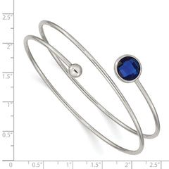 Chisel Stainless Steel Polished with Blue Glass Flexible Bangle