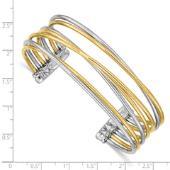 Chisel Stainless Steel Polished Yellow IP-plated Twisted Cuff Bangle