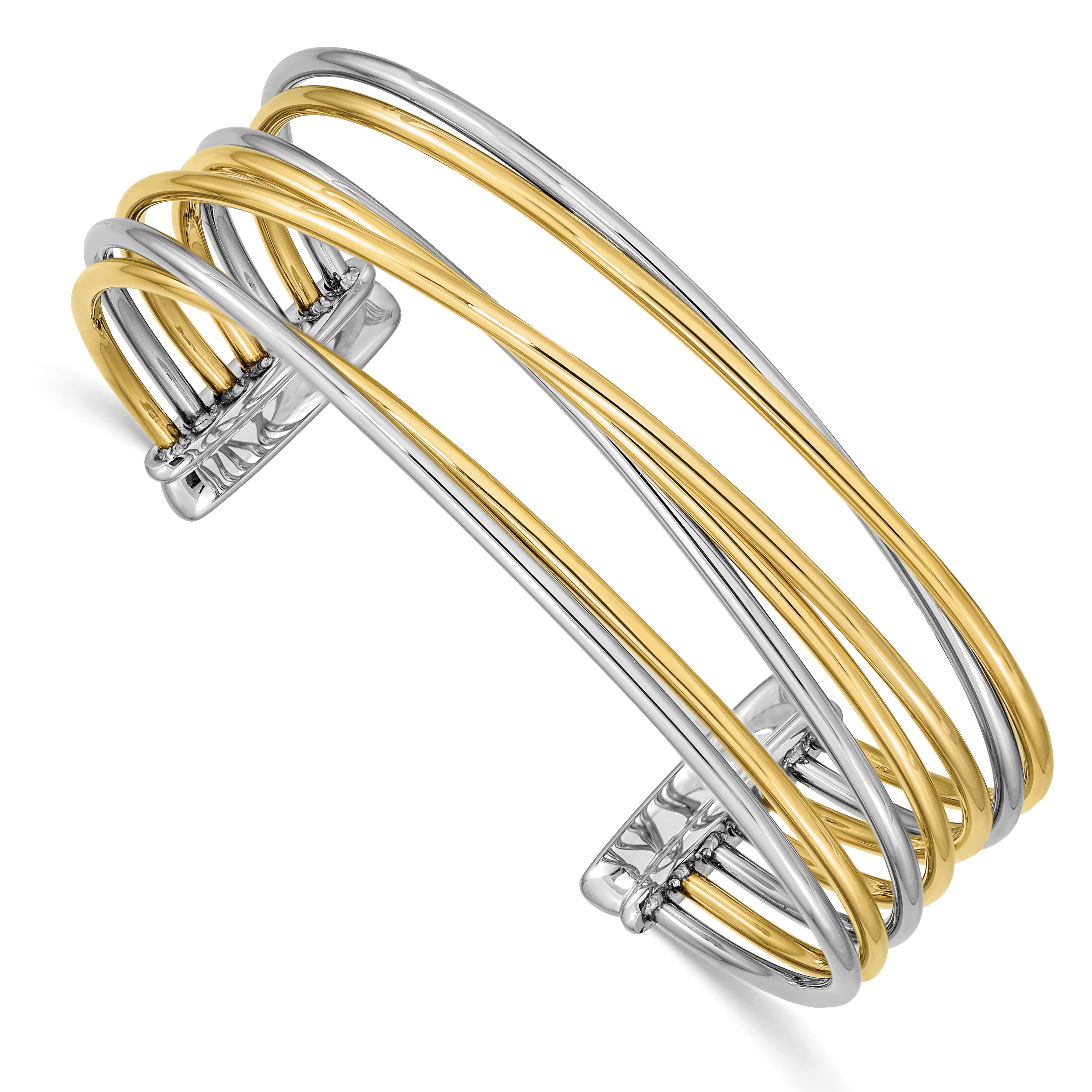 Chisel Stainless Steel Polished Yellow IP-plated Twisted Cuff Bangle