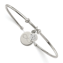 Chisel Stainless Steel Polished with Preciosa Crystal and Infinity Dangles Flexible Cuff Bangle