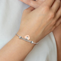 Chisel Stainless Steel Polished Rose IP-plated with Preciosa Crystal Hearts Bangle