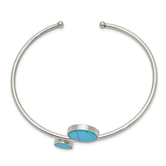 Stainless Steel Polished with Reconstructed Turquoise Flexible Bangle