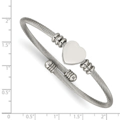 Chisel Stainless Steel Polished Heart Flexible Bangle