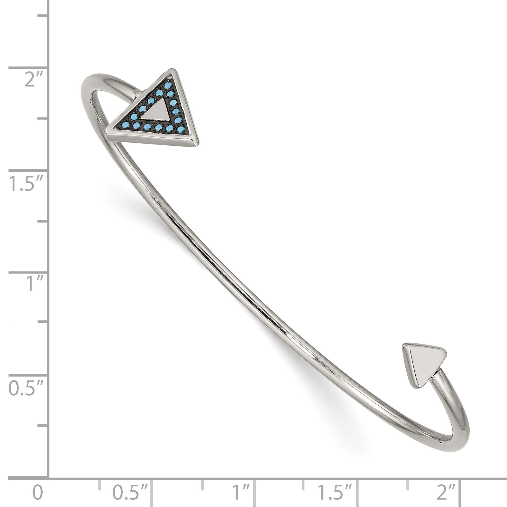 Stainless Steel Polished with Reconstructed Turquoise Triangle Bangle