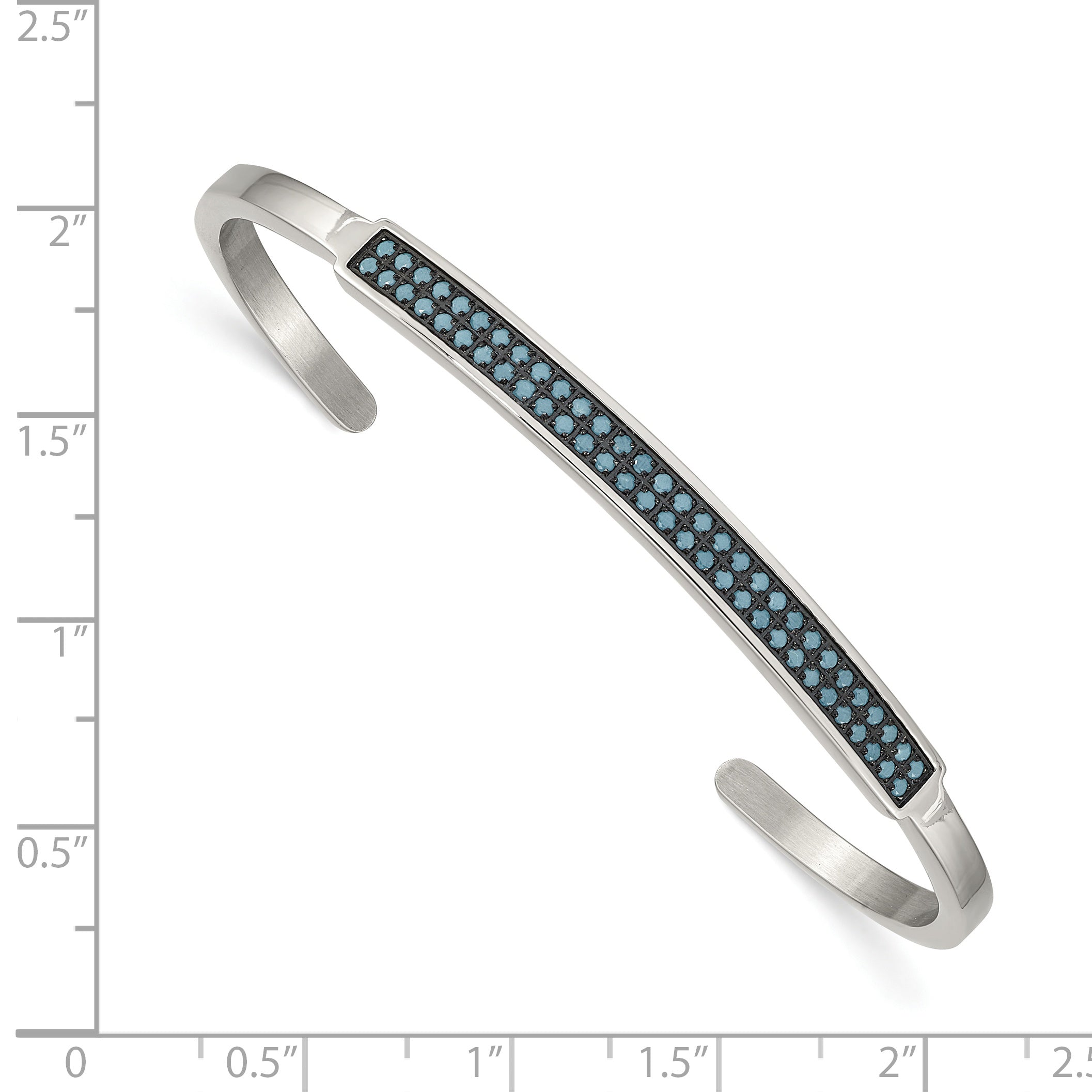 Stainless Steel Polished w/Reconstructed Turquoise 5mm Cuff Bangle