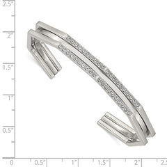 Stainless Steel Polished with Crystals from Swarovski 7mm Cuff Bangle