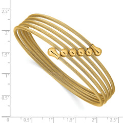 Chisel Stainless Steel Polished Yellow IP-plated Flexible Coil Bangle