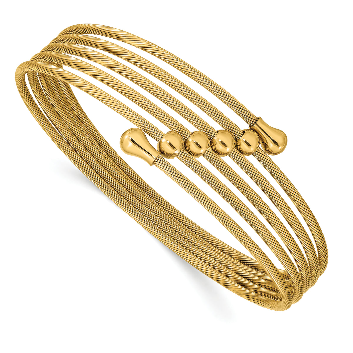 Chisel Stainless Steel Polished Yellow IP-plated Flexible Coil Bangle