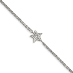 Chisel Stainless Steel Polished with CZ Star 6.25 inch Bracelet with 2 inch Extension